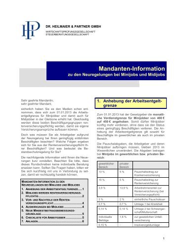 Mini- und Midijob 2013-04 - Dr. Heilmaier & Partner GmbH