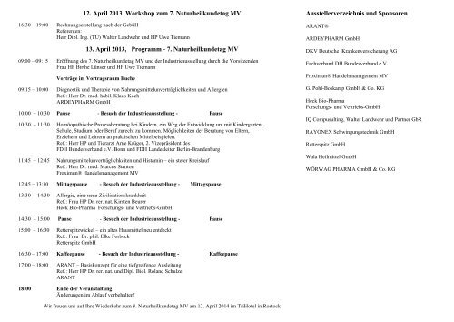 7. Naturheilkundetag MV - Fachverband Deutscher Heilpraktiker e.V.