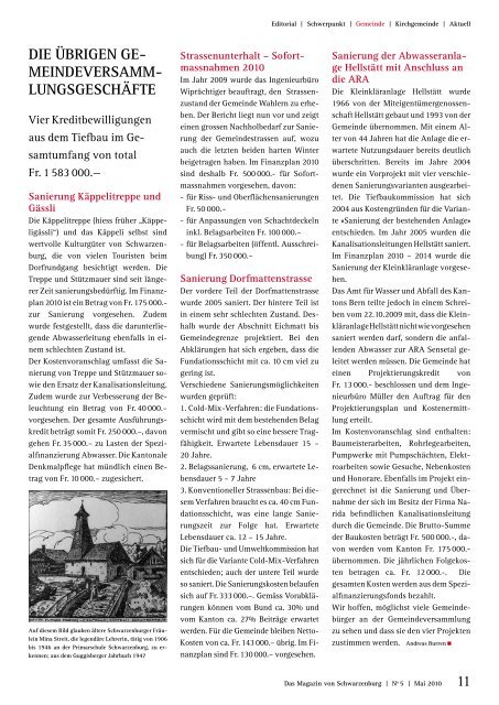 Kirchgemeinde SchwerpunKt - schwarzenburg - aktuelle Ausgabe