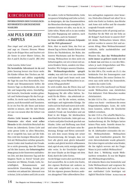 Kirchgemeinde SchwerpunKt gemeinde - aktuelle Ausgabe