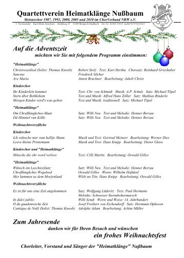 Programm Adventskonzerte 2011 zum Ausdrucken - Heimatklänge ...