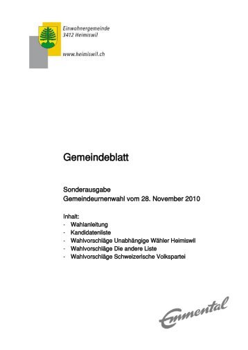 Sonderausgabe Gemeindewahlen - Heimiswil