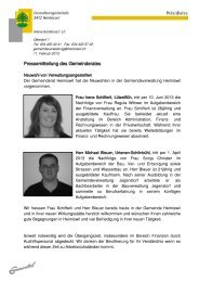 Pressemitteilung des Gemeinderates - Heimiswil