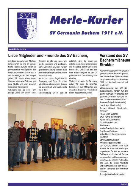Liebe Mitglieder und Freunde des SV Bachem - Heimspiel-Zeitung