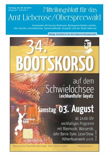 Nummer 7 vom 20.07.2013 - im Amt Lieberose/Oberspreewald