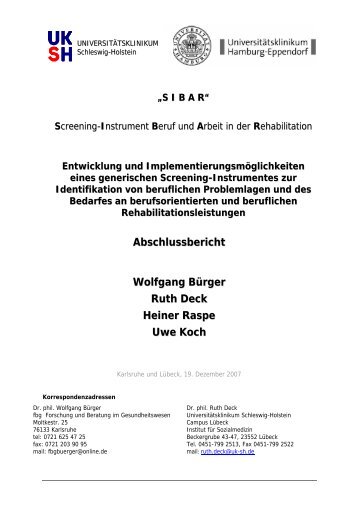 „SIBAR“ Screening - Forschungsportal der Deutschen ...