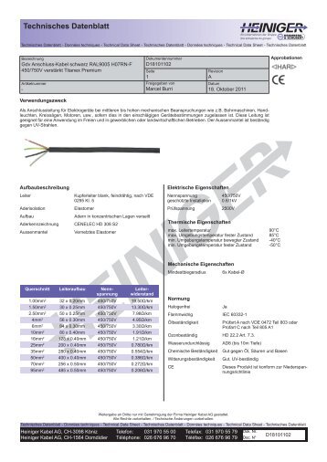 Datenblatt anzeigen - Heiniger Kabel AG