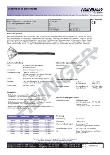 Datenblatt anzeigen - Heiniger Kabel AG