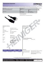 Technisches Datenblatt - Heiniger Kabel AG