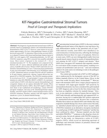 KIT-negative gastrointestinal stromal tumors: proo... - ResearchGate