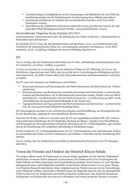 Die HKS stellt sich vor - Heinrich-Kleyer-Schule