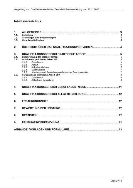 Wegleitung zum Qualifikationsverfahren