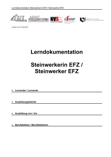 Lerndokumentation Steinwerkerin EFZ / Steinwerker EFZ