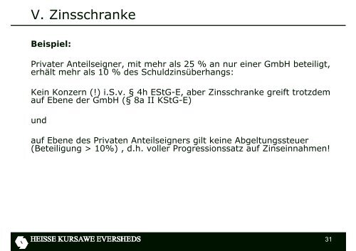 steuerliche EBITDA - Eversheds