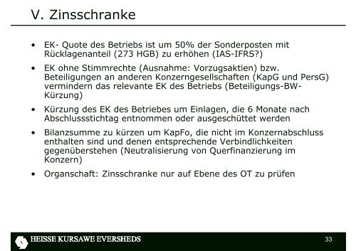 steuerliche EBITDA - Eversheds