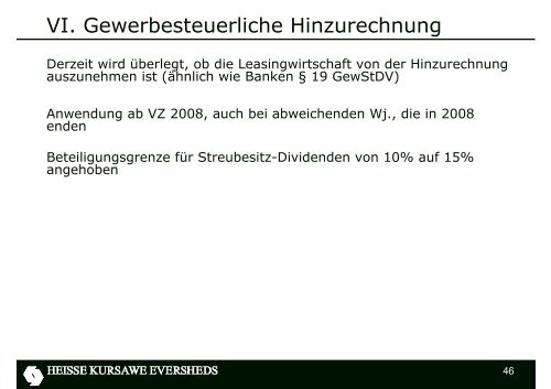 steuerliche EBITDA - Eversheds