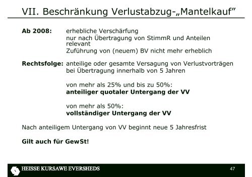 steuerliche EBITDA - Eversheds