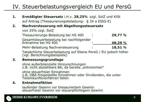 steuerliche EBITDA - Eversheds