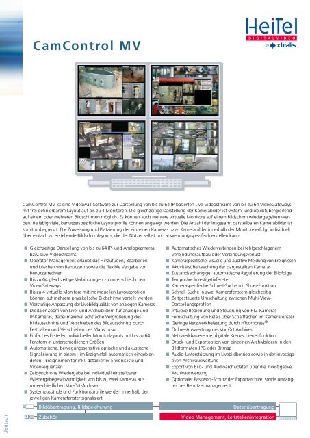 CamControl MV Datenblatt - bei der HeiTel Digital Video GmbH