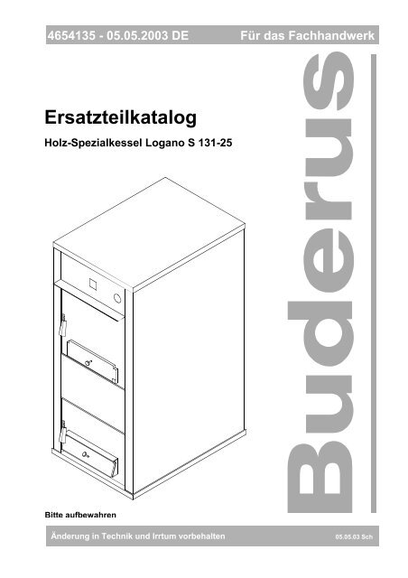 Ersatzteilkatalog Holz-Spezialheizkessel Logano S 131-25