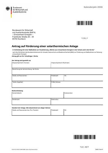 Antrag auf FÃ¶rderung einer solarthermischen Anlage