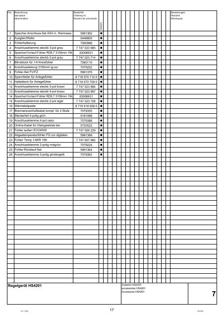 RegelgerÃ¤t HS4201 - Buderus Ersatzteile fÃ¼r Heizungsanlagen