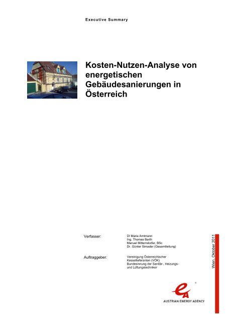 Kosten-Nutzen-Analyse von energetischen Gebäudesanierungen in ...