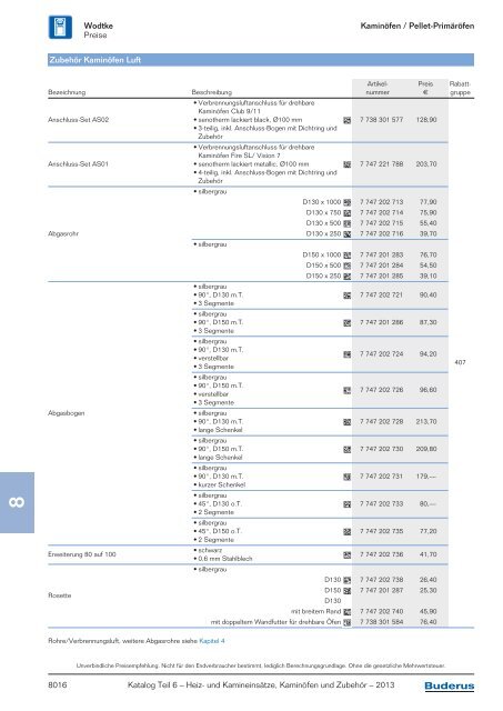 Buderus Preisliste und Rabattliste Katalog Teil 6 fÃ¼r Buderus ...