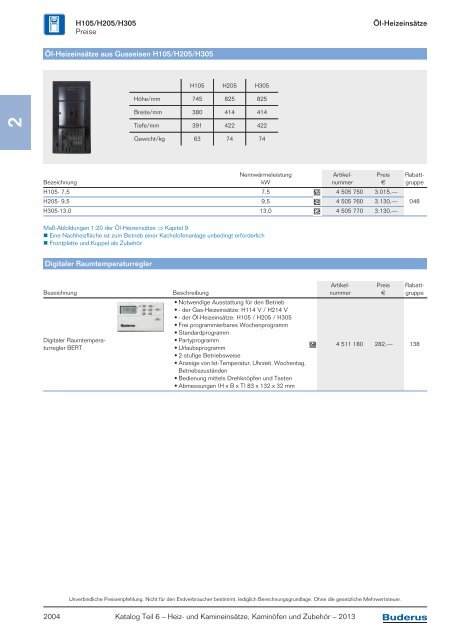 Buderus Preisliste und Rabattliste Katalog Teil 6 fÃ¼r Buderus ...