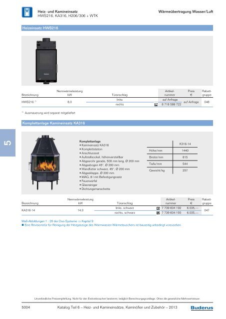 Buderus Preisliste und Rabattliste Katalog Teil 6 fÃ¼r Buderus ...