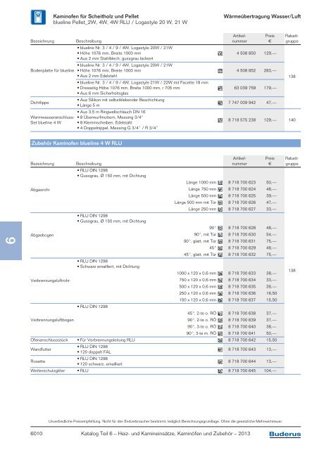 Buderus Preisliste und Rabattliste Katalog Teil 6 fÃ¼r Buderus ...