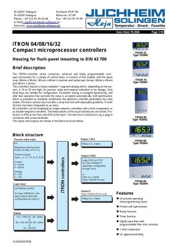 iTRON 04/08/16/32 Compact microprocessor controllers - Juchheim ...