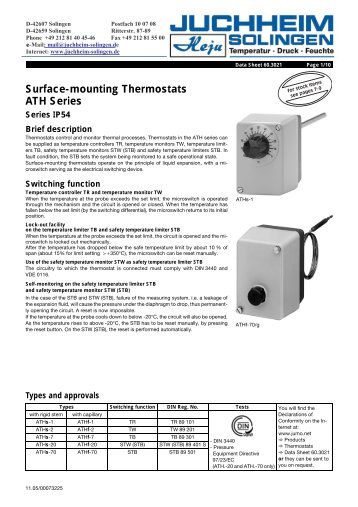 Surface-mounting Thermostats ATH Series - Juchheim Solingen