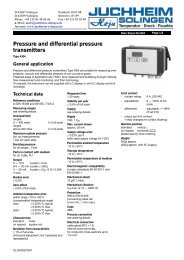 Pressure and differential pressure transmitters - Juchheim Solingen