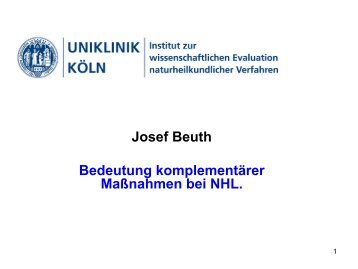 Josef Beuth Bedeutung komplementärer Maßnahmen bei NHL.
