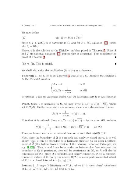 On the Solution of the Dirichlet Problem with Rational Holomorphic ...