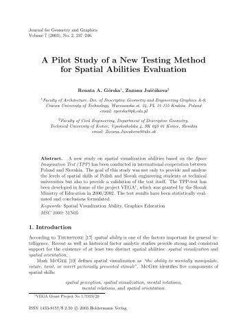 A Pilot Study of a New Testing Method for Spatial Abilities Evaluation