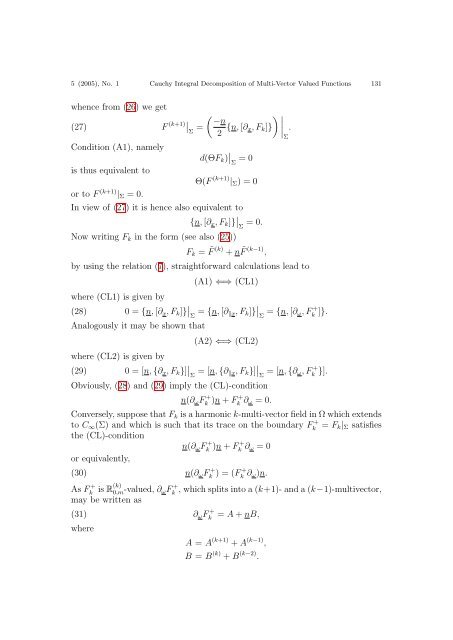 Cauchy Integral Decomposition of Multi-Vector Valued Functions on ...