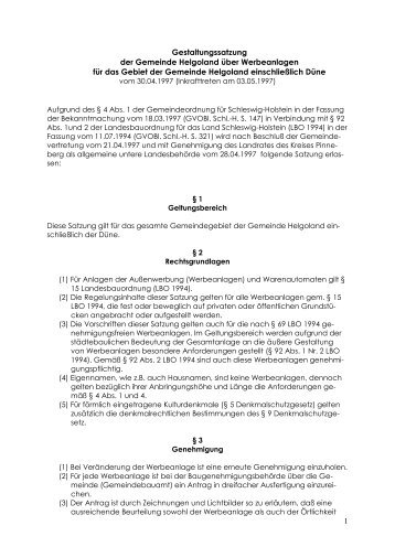 Gestaltungssatzung vom 30.04.1997 - Helgoland