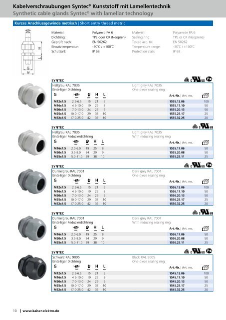 Kabelverschraubungen Cable Glands - siblik