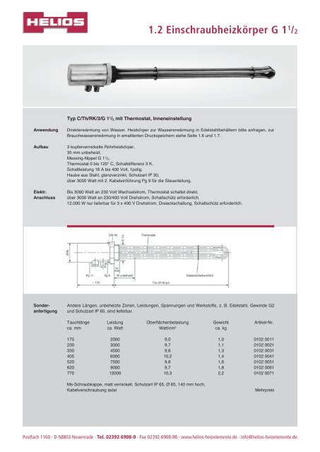 1.13 EinschraubheizkÃ¶rper G 11/2 - Helios GmbH