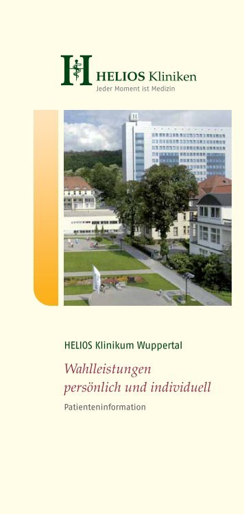 Wahlleistungen persÃ¶nlich und individuell - HELIOS Kliniken GmbH