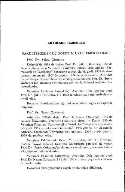 AKADEMIK HABERLER FAKÜLTEMİzDEN Üç ÖORETİM ÜYESİ ...