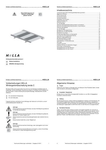 Vorbemerkungen HELLA Wintergartenbeschattung ... - Hella Specht