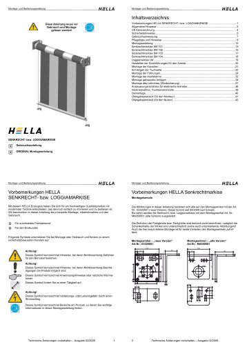 Vorbemerkungen HELLA SENKRECHT- bzw ... - Hella Specht