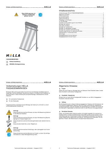 Inhaltsverzeichnis Vorbemerkungen HELLA ... - Hella Specht