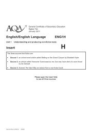 English/English Language ENG1H Insert - Thomas Tallis School