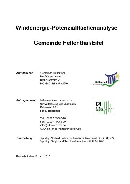 Windenergie-Potenzialflächenanalyse, Stand 10. Juni 2013