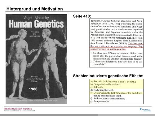 Strahleninduzierte genetische Effekte nach Tschernobyl und in der ...