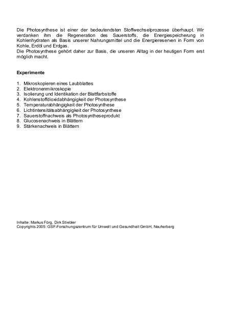 Photosynthese - pdf - Helmholtz Zentrum MÃ¼nchen